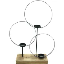 Frank Flechtwaren Windlicht Kreise Glas/Schwarz