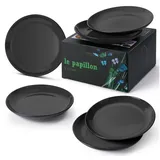 MiaMio Le Papillon Speiseteller 26 cm schwarz 6er Set