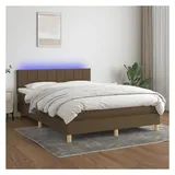 vidaXL Boxspringbett 140 x 200 cm LED Dunkelbraun
