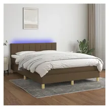 vidaXL Boxspringbett 140 x 200 cm LED Dunkelbraun