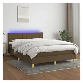 vidaXL Boxspringbett 140 x 200 cm LED Dunkelbraun