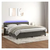 vidaXL Boxspringbett mit Matratze & LED Dunkelgrau 200x200 cm Samt