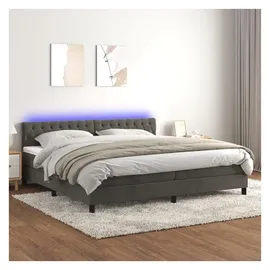 vidaXL Boxspringbett mit Matratze & LED Dunkelgrau 200x200 cm Samt