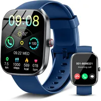 Smartwatch Herren Damen, 1.91''HD 2026 Fitnessuhr mit Bluetooth Anrufe, Smart Watch Fitness Tracker, IP68 Wasserdicht, Sportuhr mit Herzfrequenz Schlafmonitor Schrittzähler, für Android iOS Blau