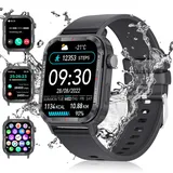 LIGE Smartwatch Herren Damen mit Telefonfunktion, 1.85" HD-Farbdisplay Männer Smartwatch Schwarz mit Herzfrequenz Schlafmonitor 100+ Aktivitäts Tracker IP68 wasserdichte Stoppuhr für IOS Android