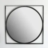 FineBuy Wandspiegel Rund 54 x 54 cm Schwarz