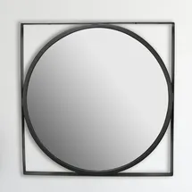 FineBuy Wandspiegel Rund 54 x 54 cm Schwarz