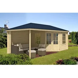 Alpholz Gartenhaus 5-Eck Mosel 6,50 x 3,25 m Beige