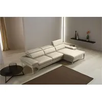 Ecksofa EGOITALIANO "Princess, elegantes Designsofa mit erstklassigem Sitzkomfort, L-Form", weiß (paper), B:282cm H:95cm T:168cm, Leder »BULL« (echtes Rindsleder). Geschliffenes, pigmentiertes und behandeltes Rindsleder mit einer Dicke von 1, 3-1, 5 mm. Dieses Leder zeigt eine ziemlich weiche Hand mit einem halb undurchsichtigen Aussehen. Es handelt sich um ein geschütztes Leder. Eine leichte Deckschicht schützt sie vor Flecken, ohne ihre ursprünglichen Eigenschaften zu verändern. Die geschützten Leder