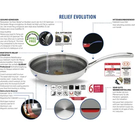 ELO PREMIUM Wok ELO PREMIUM "Relief Evolution Wokpfanne", edelstahl, B:31,5cm H:8,5cm L:55,5cm Ø:30cm, Pfannen, Wok, durchgehender Aluminium-Kern, außen magnetischer Edelstahl