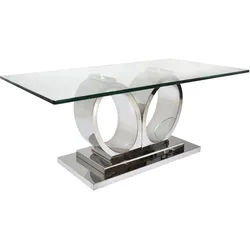 Esstisch LEONIQUE "Aspen", silber (silberfarben, silberfarben, glas), B:200cm H:76cm T:100cm, Tische, Eckige Couchtische Esstisch Glas-Esstisch, Esstisch, Glasplatte, Chrom, 200x100x76 cm, modern, pflegeleicht
