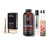 Long4Lashes GOLD 4 ml - Neues Exclusives Wimpernserum, hohe Kapazität & Bionoble Rizinusöl Bio 100ml - 100% Rein, Natürlich und Kaltgepresst