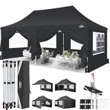 3x6m Pavillon, COBIZI Faltpavillon 3x6 Wasserdicht Stabil mit 6 Seitenteilen,Upgrade-Hochdach und Tragetasche, Gartenpavillon Partyzelt für Garten, Party, Festival, Hochzeit, UV50+