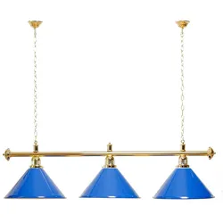 Billard Lampe 3 Schirme blau / goldfarbene Halterung