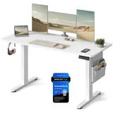 Songmics Höhenverstellbarer Schreibtisch 140 x 60 cm Wolkenweiß