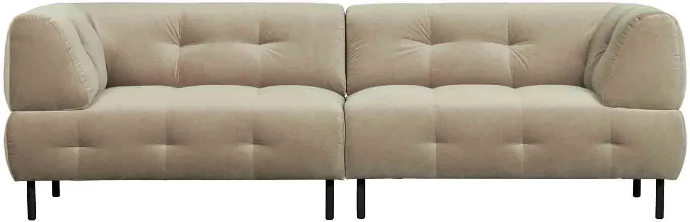 Sofa Lloyd aus Samt, modern und elegant, sandfarben, für 3–4 Personen, weiche Polsterung