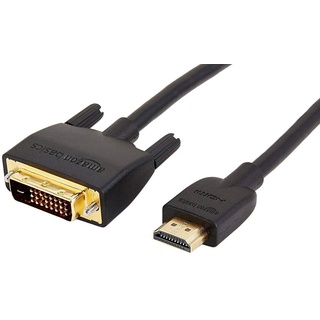 Amazon Basics - HDMI-A-auf-DVI-Adapterkabel für Fernseher, bidirektional, 1080P, vergoldet, 1.8 m, 1 Stück, Schwarz