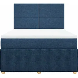 vidaXL Boxspringbett mit Matratze Blau 140x200 cm Stoff