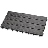 euroharry WPC-Fliesen 2m2 WPC Fliesen 3D Maserung anthrazit Holz Terrassenfliesen Boden 300 mm x 600 mm