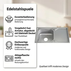 MuCoLa Edelstahlspüle links
