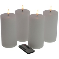 4 Set LED Stumpen Kerzen weiß Deko Fernbedienung Echtwachs Kerze dimmbar Timer