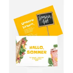 Einladung zum Sommerfest selbst gestalten mit Spruch und Fotos im Onlinedesigner bei Meine-Kartenmanufaktur.de