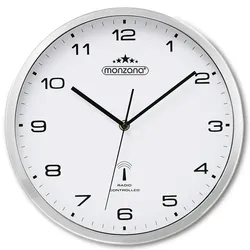 Monzana Funk Wanduhr Funkuhr 31cm Weiß Silber
