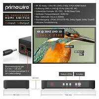 Primewire 3-Port 4k HDMI Switch mit Fernbedienung 3x HDMI