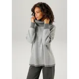 Aniston CASUAL Strickpullover im Karo-Dessin mit Streifen-Optik Aniston CASUAL grau-wollweiß