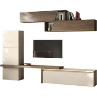 Home Affaire Wohnwand HOME AFFAIRE "Infinity, 7tlg. Breite 280 cm, moderne Mediawand", cashmere, mercure nb holzstruktur, B:280cm H:202cm T:40cm, Kastenmöbel-Sets, Wohnwand, T-Boden, 2x Hängewürfel, Würfel-Element, 2 Hängeschrank)