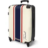 NoBoringSuitcases.com® Koffer Mittelgroß 67x43x25 cm Hartschalenkoffer Trolley Rollkoffer 4 Rollen Leicht Hartschale Größe M Beige - Streifen - Luxus