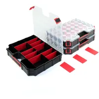 3x Sortierkasten Sortimentskasten Kleinteilemagazin Ergonomischer Griff ABS-Klemmverschlüse Kunststoff 390 x 284 x 60 mm (Mit Trennstegen)