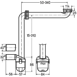 Viega 5634,15 Raumsparsiphon