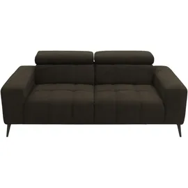 DOMO collection 2-Sitzer DOMO COLLECTION "Trento, mit Kufenfuß oder Einzelfuß", braun (espresso), B:208cm H:79cm T:104cm, 92% Polyester, 8% Nylon, Sofas, whlw. verstellbare Kopfteile, passend für gängige Saugroboter