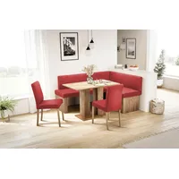 massivline & more Anna 2 130 x 83 x 169 cm Kunstleder langer Schenkel links rot/eiche