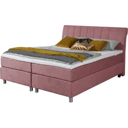 Boxspringbett ALINA "Elsa fix", rosa (altrosa gcp 8), B:201cm L:220cm, Chenille GCP (100% Polyester), Komplettbetten, Boxspringbett, inklusive Matratze und Topper, in verschiedenen Größen und Härtegraden