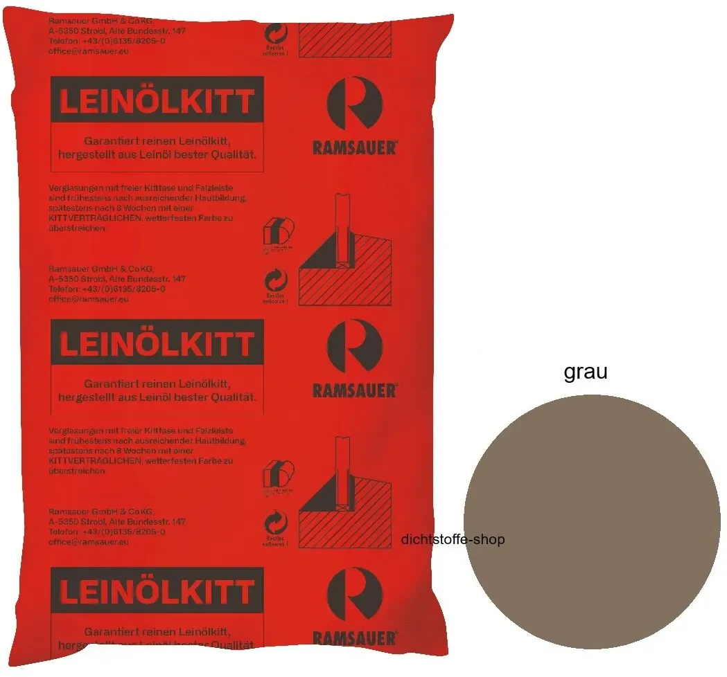 Ramsauer Fensterkitt 830 Leinölkitt 1.0 Kg Kleinpackung grau