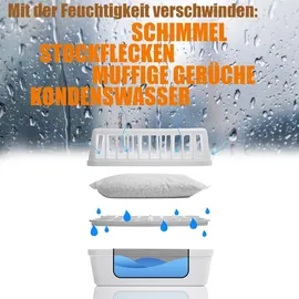 BigDean 4 Stück Luftentfeuchter + 8x 1,2kg Luftentfeuchtergranulat Nachfüllpack – Feuchtigkeits-Stopper nachfüllbar + wiederverwendbar – Luftentfeuchterbox ohne Strom