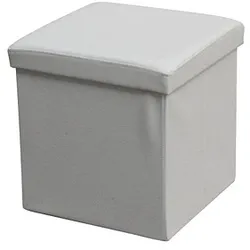 Echtwerk Hocker mit Stauraum Store Cube EW-SW-0440 weiß Kunstleder