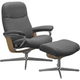 Stressless Stressless® Relaxsessel »Garda«, mit Cross Base, Größe M & L, Holzakzent Eiche, grau