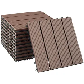 Tectake Terrassenfliesen Tegulas 31 x 31 x 2 cm braun