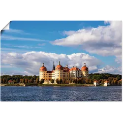 Artland Poster »Blick auf Schloss Moritzburg in Sachsen«, Gebäude, (1 St.), als Alubild, Leinwandbild, Wandaufkleber oder Poster in versch. Größen Artland Farbe Bild(er): blau