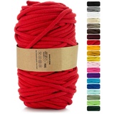 Netuno 1x Makramee-Garn Rot 9 mm 50 m Baumwollkordel mit Polyesterkern Kordel aus Baumwolle Kordelband Naturkordel Baumwollgarn für Makramee Basteln Garn dick Kordel Makramee farbig Cotton Cord