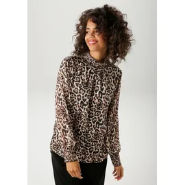 Aniston CASUAL Chiffonbluse im Leo-Druck Gold 40