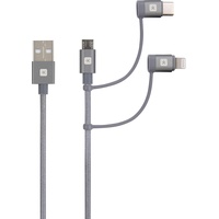 SKROSS USB 2.0 USB-A Stecker 0.30m space Grau Rund, Flexibel, Stoff-Ummantelung SKCA00133-