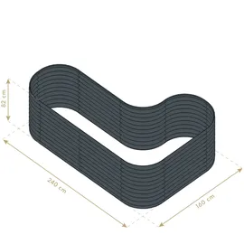 Westmann Metall Hochbeet Grow Faster 240 x 160 x 82 cm anthrazit