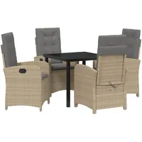 VidaXL 5-teiliges Garten-Esstischset mit Kissen Beige Poly-Rattan