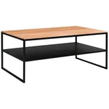 Johann Jakob Couchtisch, Schwarz, Buche, Metall, Kernbuche, massiv, Hartholz, rechteckig, eckig, Flachrohr, 60x41x100 cm, Stauraum, offenes Fach, einfacher Aufbau, Wohnzimmer, Wohnzimmertische, Couchtische, Couchtische Metall