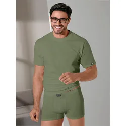 Unterhemd KUMPF, Herren, Gr. 6, Normalgrößen, grün (weiß, khaki), 100% Baumwolle, Kurzarm, Unterhemden