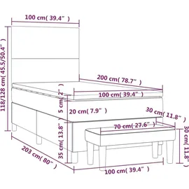 vidaXL Boxspringbett 100 x 200 cm Hellgrau